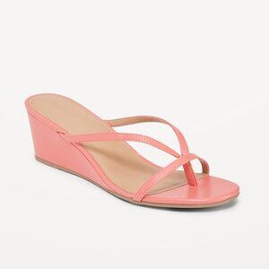 NWT Old Navy Strappy Wedge Thong Sandals Pink Coral 8.5